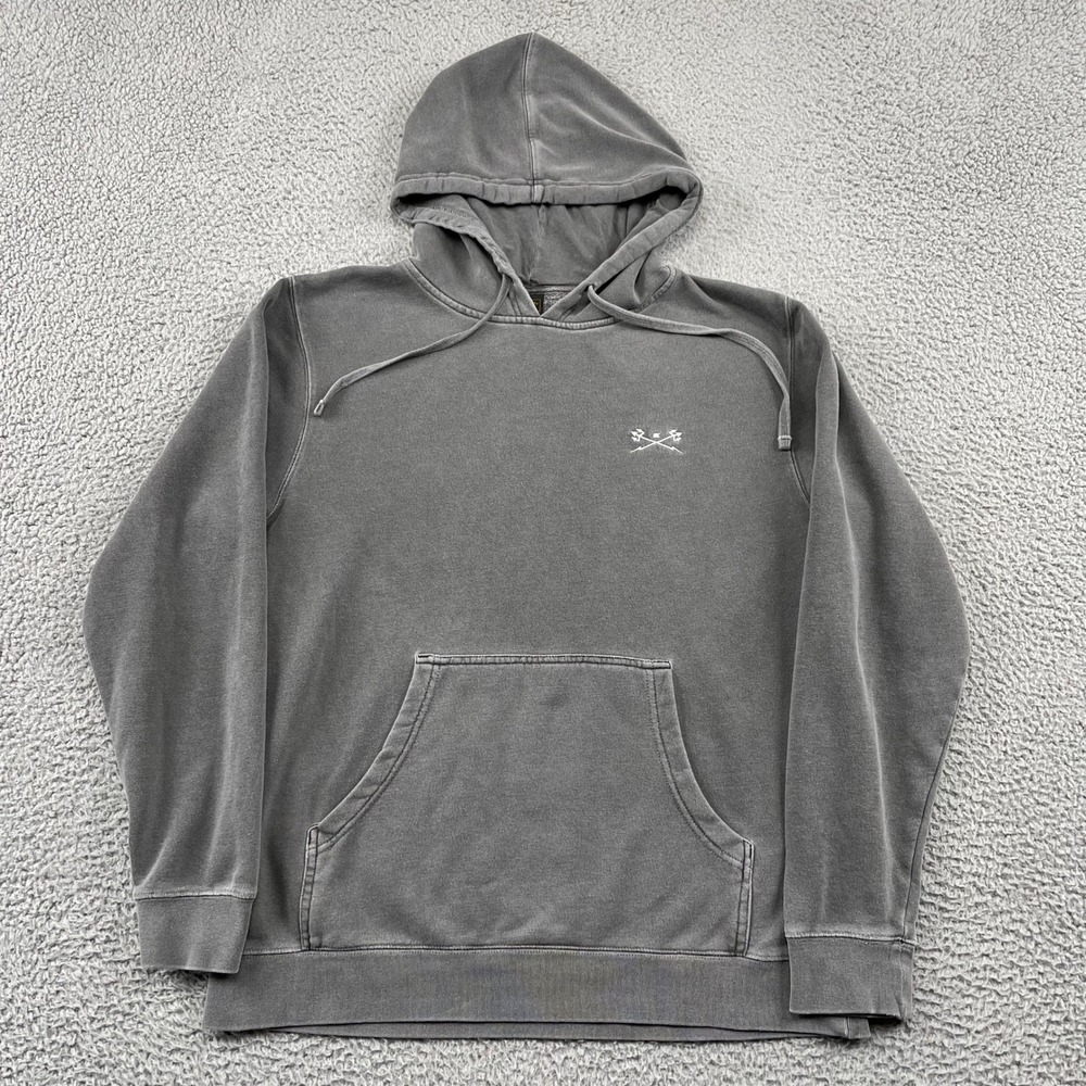 Dark Seas Hoodie Mens Medium Gray Division Logo Pullover Sweatshirt Sun Faded